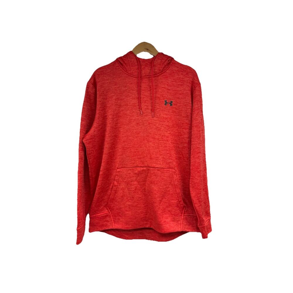 Under Armour Sweater Mens Large Red Heather Hoodie Sweatshirt Cold Gear